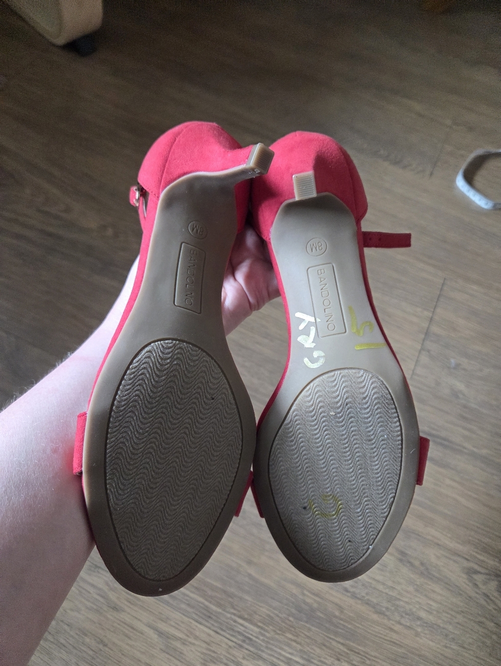 Bandolino Red Open-Toe Ankle-Strap Heels - Picture 4 of 5